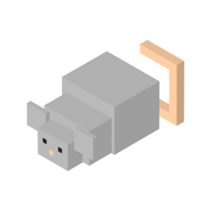 ブロックのようなネズミのアイソメトリックイラスト