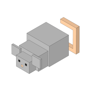 ブロックのようなネズミのアイソメトリックイラスト、アウトラインあり