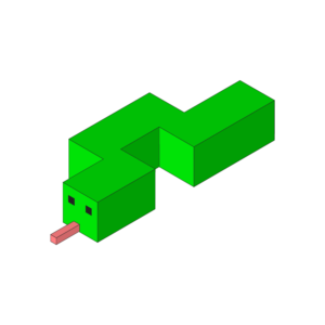 ブロックのような蛇のアイソメトリックイラスト、アウトラインあり