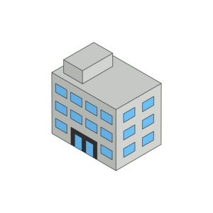 ブロックのような低めのビルのアイソメトリックイラスト