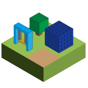 ブロックのような公園のアイソメトリックイラスト