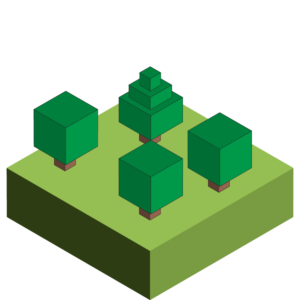 ブロックのような森のアイソメトリックイラスト