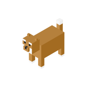ブロックのような犬のアイソメトリックイラスト