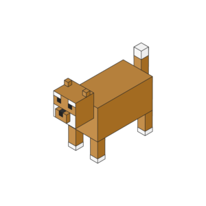 ブロックのような犬のアイソメトリックイラスト、アウトラインあり