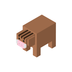 ブロックのような猪のアイソメトリックイラスト