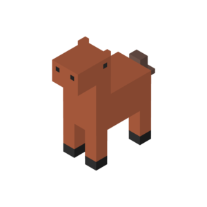 ブロックのような馬のアイソメトリックイラスト