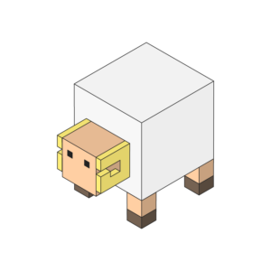 ブロックのような羊のアイソメトリックイラスト