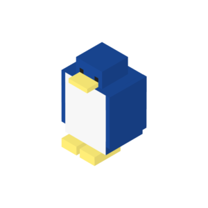 ブロックのようなペンギンのアイソメトリックイラスト