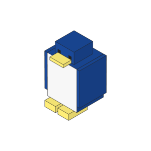 ブロックのようなペンギンのアイソメトリックイラスト、アウトラインあり