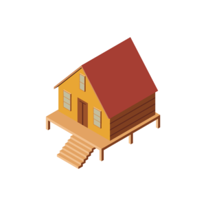ログハウスのアイソメトリックイラスト