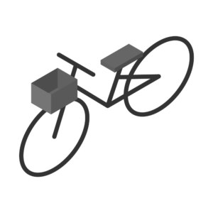 カゴ付き自転車のアイソメトリックイラスト