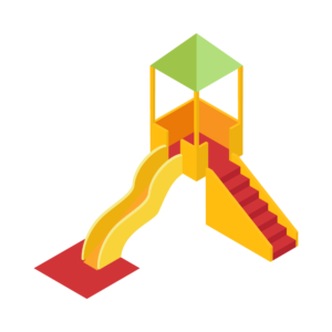 滑り台のアイソメトリックイラスト