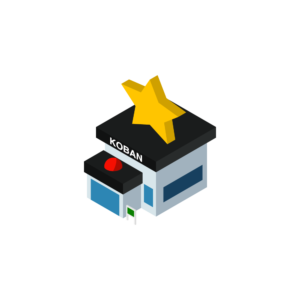 屋根に大きな星マークが付いている交番のアイソメトリックイラスト