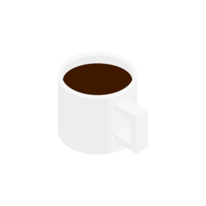白いマグカップに入ったコーヒーのアイソメトリックイラスト