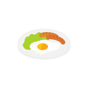 目玉焼きとウインナーのアイソメトリックイラスト