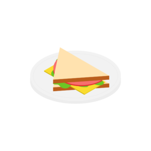 ハムとチーズのサンドイッチのアイソメトリックイラスト