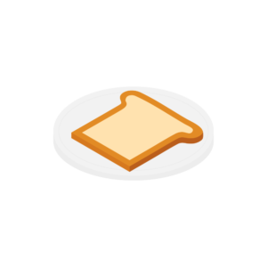 皿に乗ったトーストのアイソメトリックイラスト