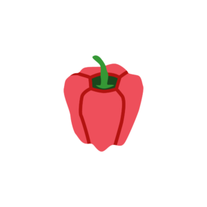 赤ピーマンのアイソメトリックイラスト
