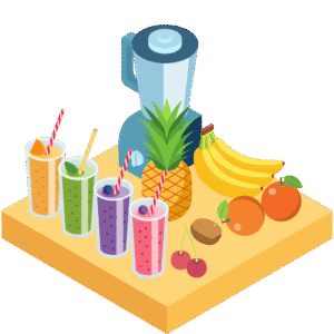 フルーツスムージーのアイソメトリックイラスト