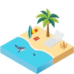 ビーチのアイソメトリックイラスト