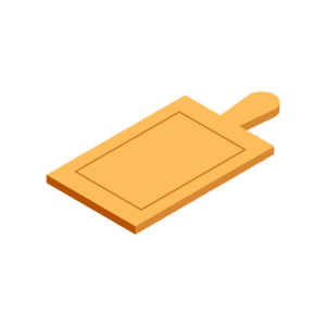 木製のまな板のアイソメトリックイラスト