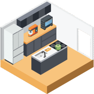 アイランドキッチンのアイソメトリックイラスト