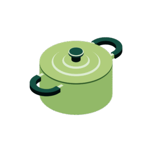 緑の鍋のアイソメトリックイラスト