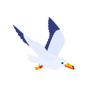 飛んでいるカモメのアイソメトリックイラスト