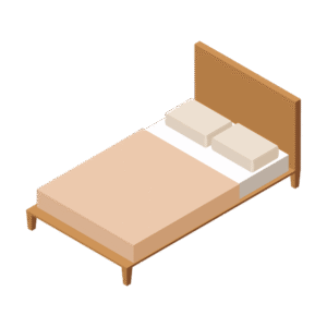 大きなベッドのアイソメトリックイラスト