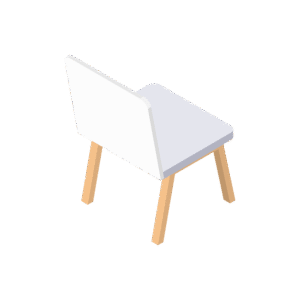 白いデスクチェアのアイソメトリックイラスト