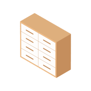 低いタンスのアイソメトリックイラスト