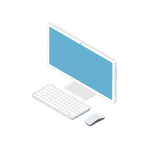 白いデスクトップパソコンのアイソメトリックイラスト