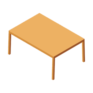 シンプルなダイニングテーブルのアイソメトリックイラスト