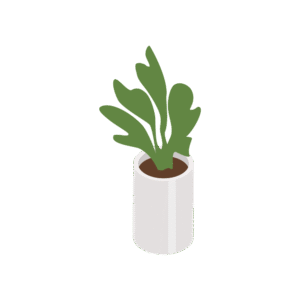 金属製の鉢に入った観葉植物のアイソメトリックイラスト