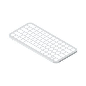 白い丸みのあるワイヤレスキーボードのアイソメトリックイラスト