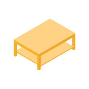 シンプルなローテーブルのアイソメトリックイラスト