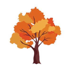 紅葉の木のアイソメトリックイラスト