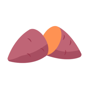 二つに割ったさつまいものアイソメトリックイラスト