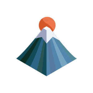 初日の出が見える富士山のアイソメトリックイラスト