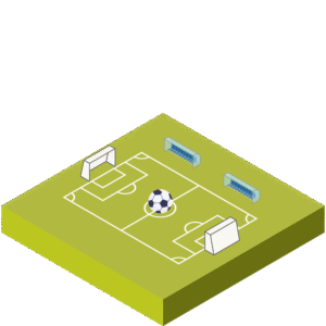 サッカーコートのアイソメトリックイラスト