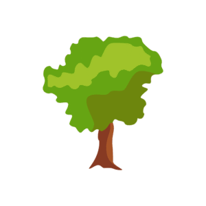 葉が生い茂る木のアイソメトリックイラスト