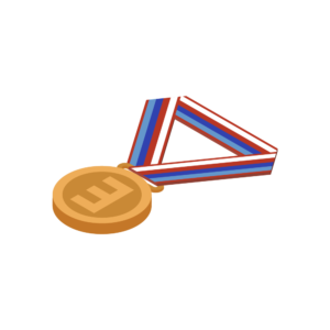 地面に置かれた銅メダルのアイソメトリックイラスト