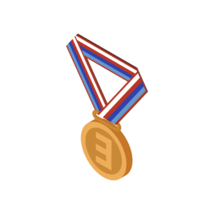 掛けられた銅メダルのアイソメトリックイラスト