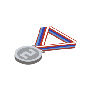 地面に置かれた銀メダルのアイソメトリックイラスト