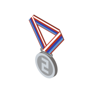 掛けられた銀メダルのアイソメトリックイラスト