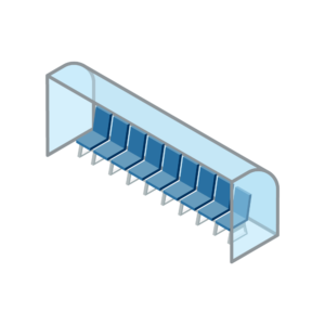 サッカーベンチのアイソメトリックイラスト