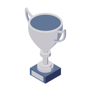 銀トロフィーのアイソメトリックイラスト