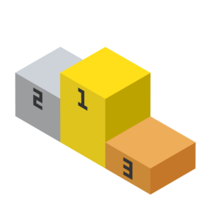 金銀銅を表す表彰台のアイソメトリックイラスト