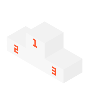 赤と白の表彰台のアイソメトリックイラスト