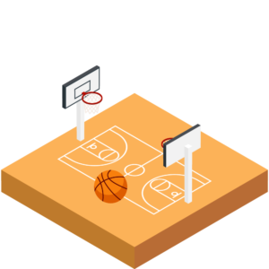 バスケットボールコートのアイソメトリックイラスト